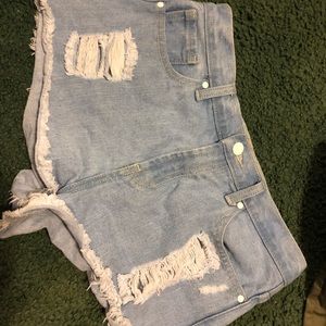 Ripped jean shorts